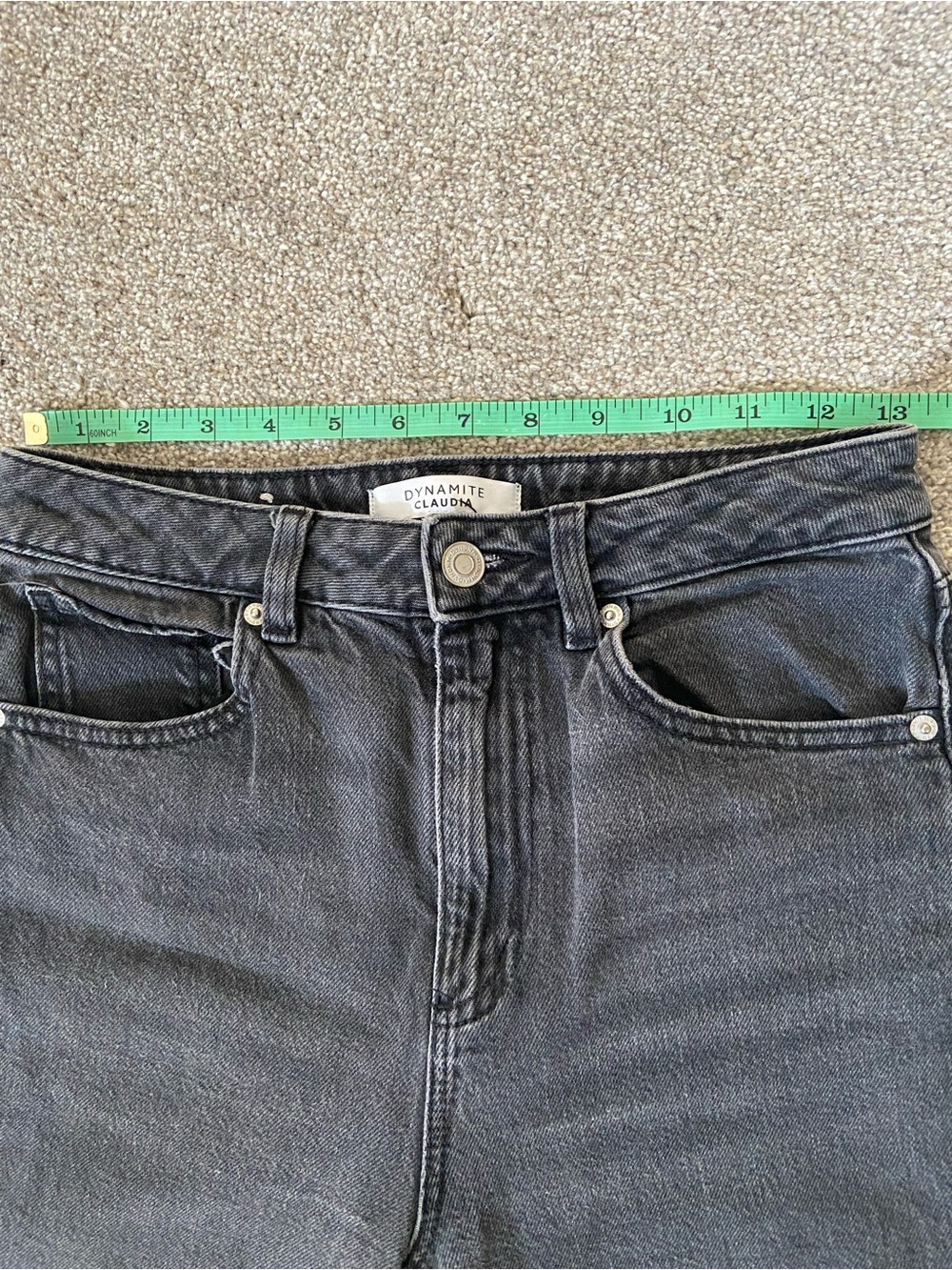 Dynamite High Waist Mom Jeans Washed Black Straight Leg Denim - Picture 9 of 11
